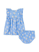 Abito a fiori per neonata Moschino Kids blu con scollo rotondo - Rubino Kids
