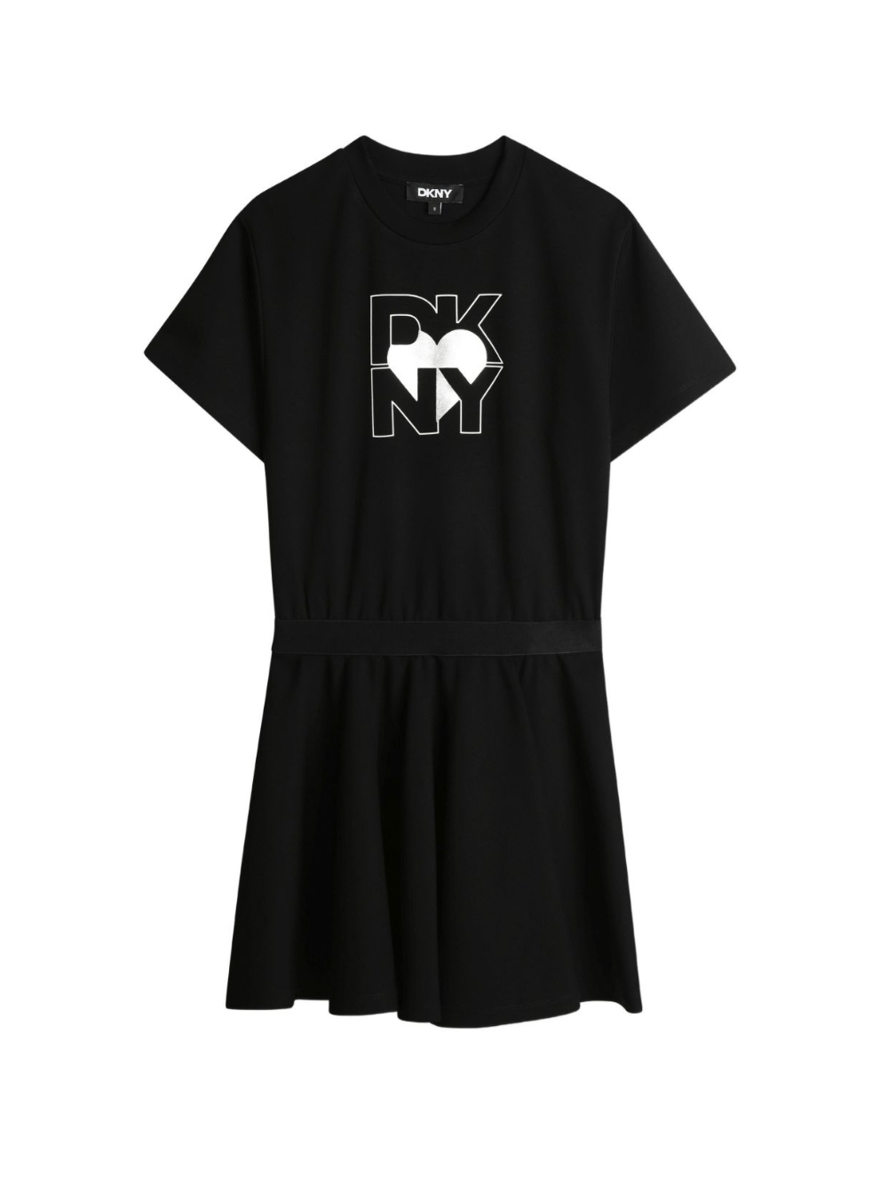 Abito a maniche corte per bambina Dkny Kids nero con logo - Rubino Kids