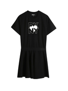 Abito a maniche corte per bambina Dkny Kids nero con logo - Rubino Kids