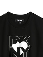 Abito a maniche corte per bambina Dkny Kids nero con logo - Rubino Kids