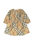 Abito a quadri per neonata Burberry Kids beige con scollo rotondo - Rubino Kids