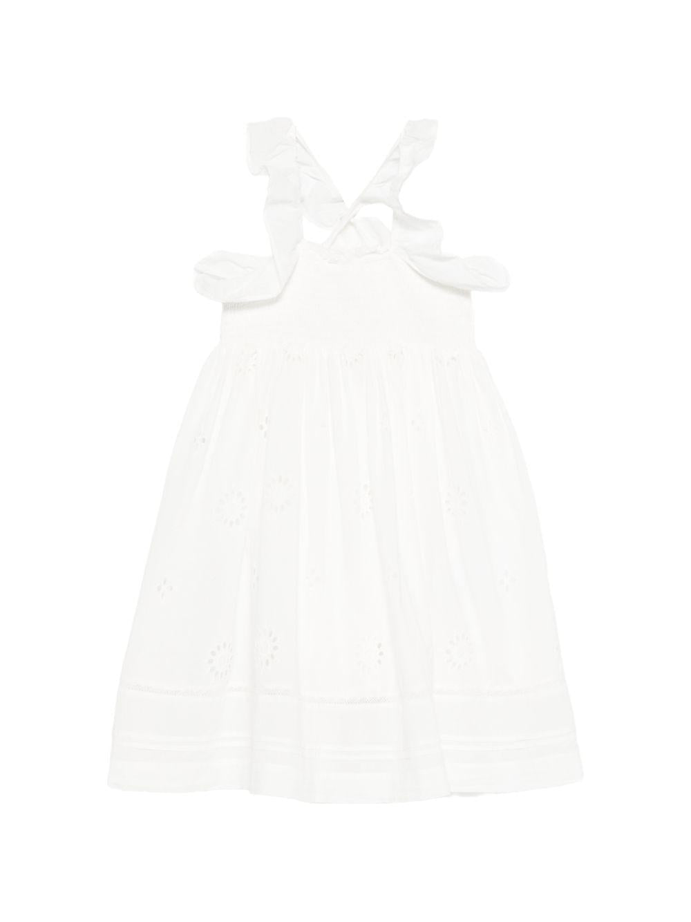 Abito Anaya per bambina Louise Misha bianco con rifinitura a ruches - Rubino Kids