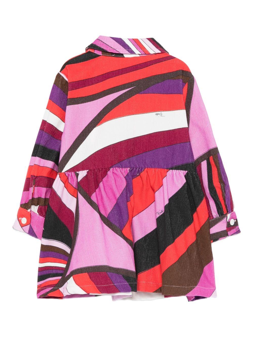Abito camicia per neonata Emilio Pucci Junior multicolore con stampa astratta - Rubino Kids