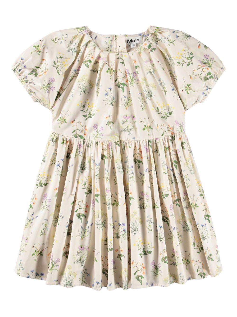 Abito Christen per bambina Molo beige con stampa a fiori - Rubino Kids
