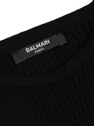 Abito con abbottonatura per bambina Balmain Kids nero goffrato - Rubino Kids