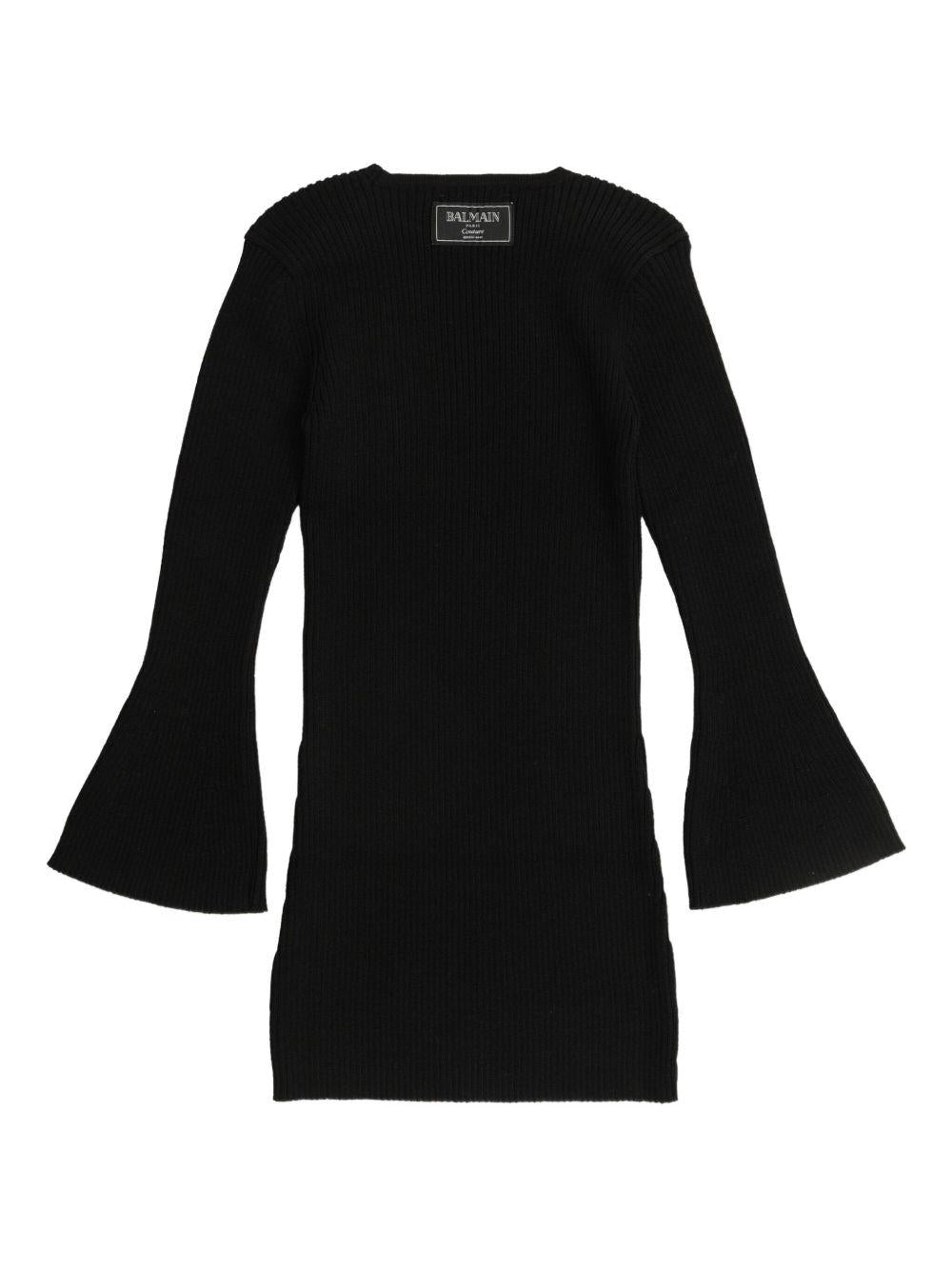 Abito con abbottonatura per bambina Balmain Kids nero goffrato - Rubino Kids