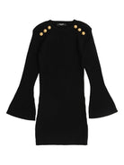 Abito con abbottonatura per bambina Balmain Kids nero goffrato - Rubino Kids