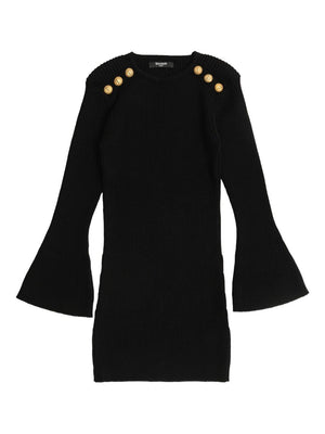 Abito con abbottonatura per bambina Balmain Kids nero goffrato