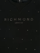 Abito con logo decorato per bambino John Richmond Junior nero con scollo rotondo - Rubino Kids