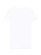 Abito con logo in rilievo per bambina Balmain Kids bianco con girocollo - Rubino Kids