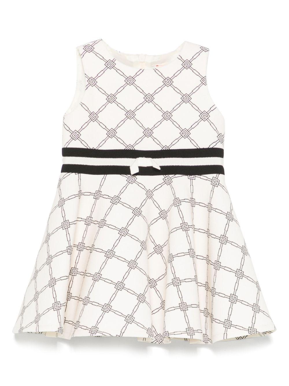 Abito con logo per bambina Elisabetta Franchi La Mia Bambina beige con dettaglio fiocco - Rubino Kids