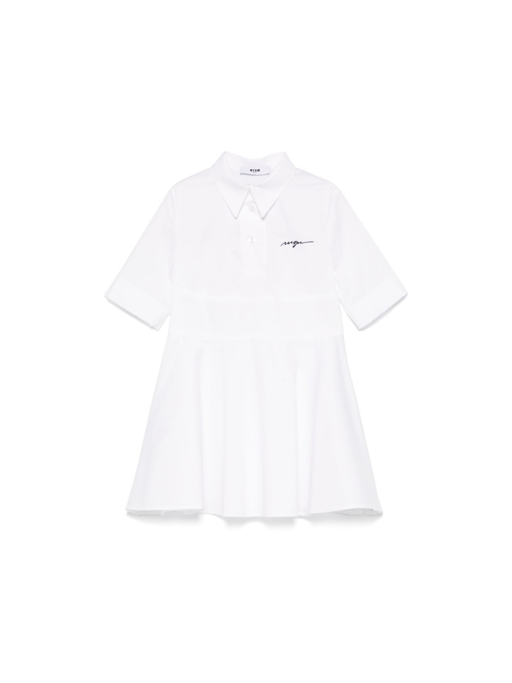 Abito con logo per bambina MSGM Kids bianco con colletto a punta - Rubino Kids