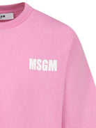 Abito con logo per bambina MSGM Kids rosa con stampa sul retro - Rubino Kids