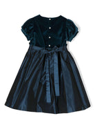 abito con maniche a sbuffo e finiture in velluto - Rubino Kids
