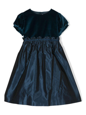 abito con maniche a sbuffo e finiture in velluto