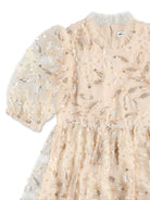 Abito con paillettes per bambina Self - Portrait Kids beige con inserti semi trasparenti - Rubino Kids