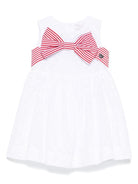 Abito con ricamo a fiori per neonata Monnalisa bianco con scollo rotondo - Rubino Kids