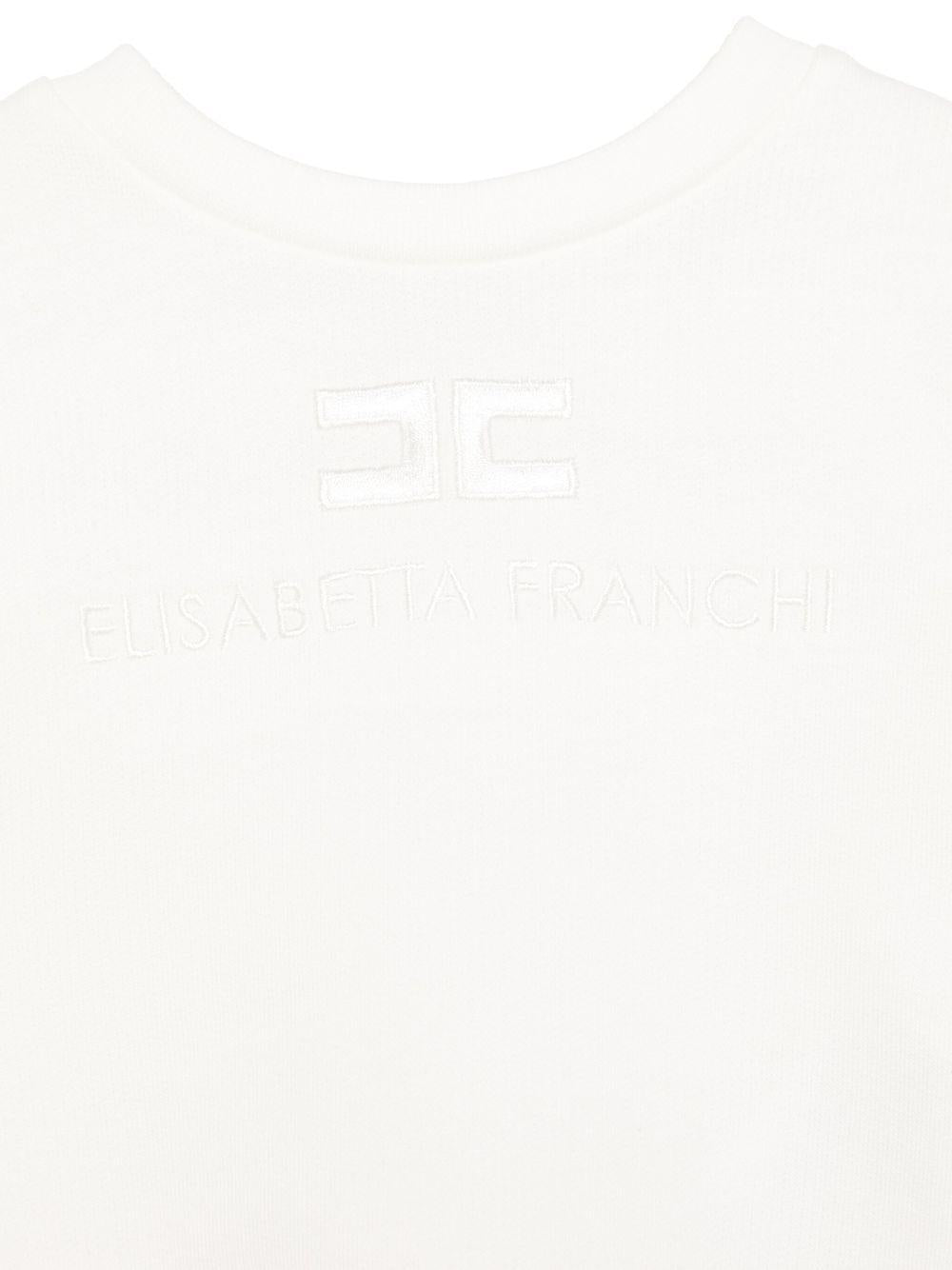 Abito con ricamo per bambina Elisabetta Franchi La Mia Bambina bianco con orlo svasato - Rubino Kids