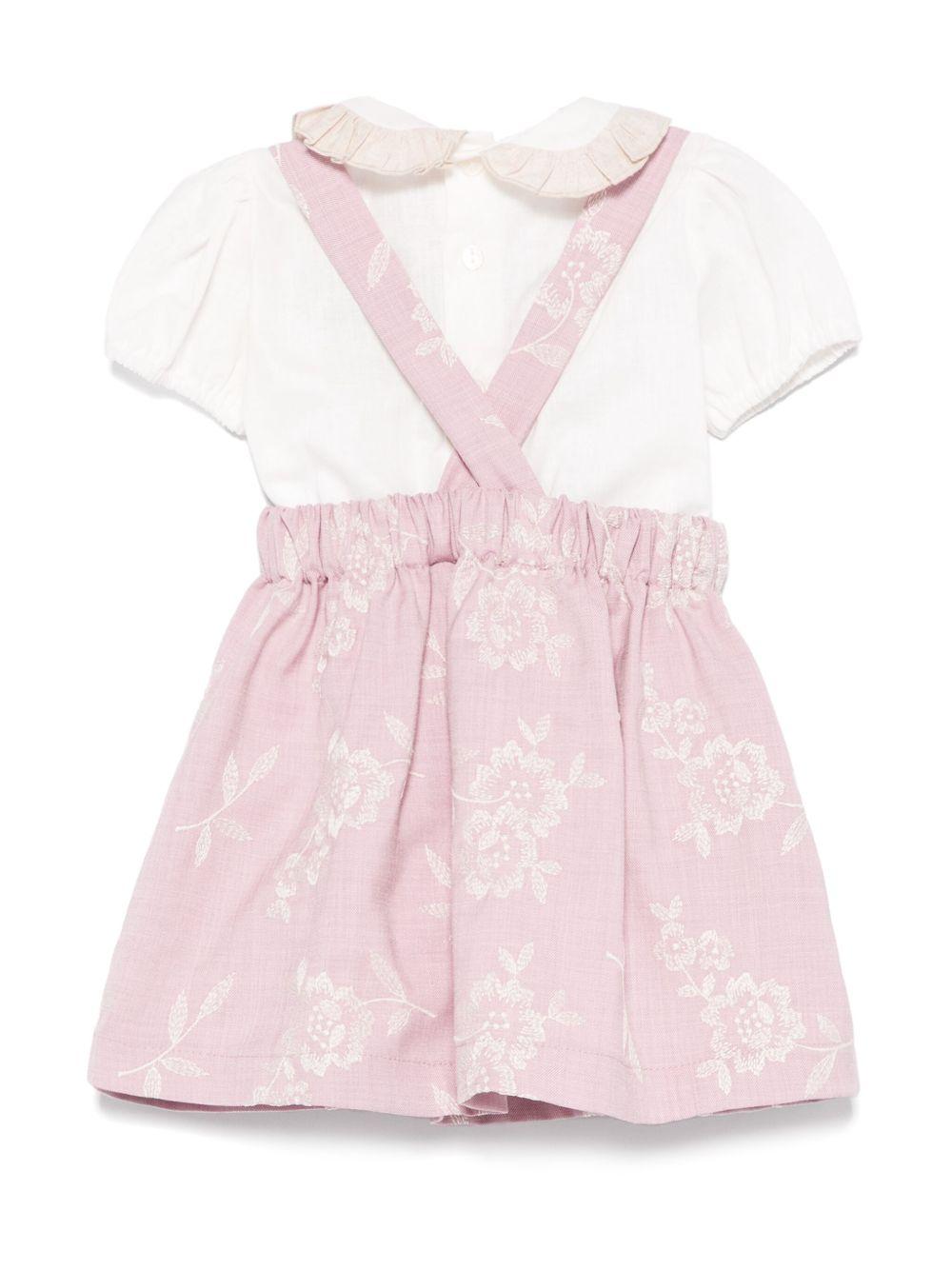 Abito con ricamo per neonata La Stupenderia rosa con maniche corte - Rubino Kids