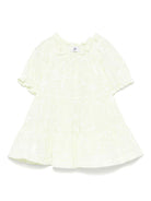 Abito con stampa a fiori per neonata Il Gufo verde con scollo increspato - Rubino Kids