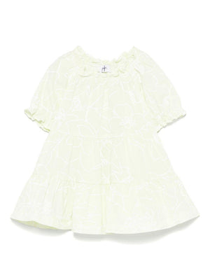 Abito con stampa a fiori per neonata Il Gufo verde con scollo increspato