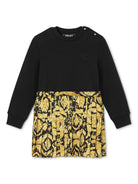 Abito con stampa barocca per neonata Versace Kids nero con girocollo - Rubino Kids
