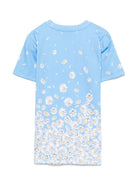 Abito con stampa floreale per bambina Moschino Kids azzurro con spalla scesa - Rubino Kids