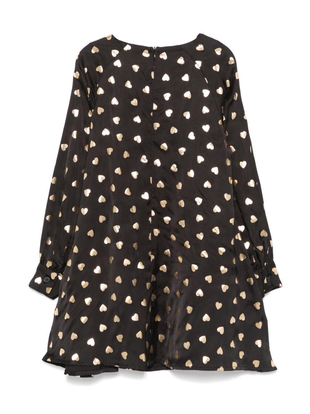 Abito con stampa per bambina Moschino Kids nero con stampa cuori all - over - Rubino Kids