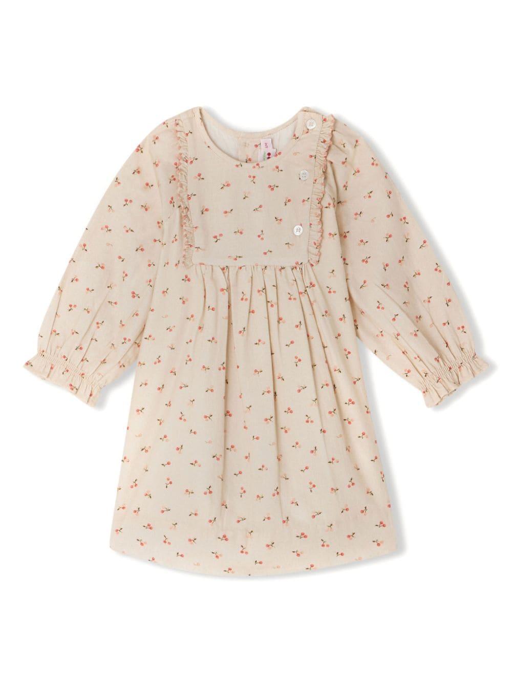 Abito con stampa per neonato Bonpoint beige con gonna plissettata - Rubino Kids