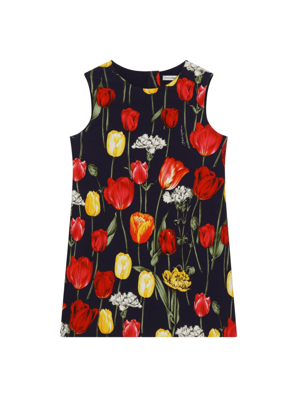 Abito corto con stampa fiori per bambina Dolce & Gabbana Kids multicolor con scollo rotondo - Rubino Kids