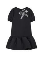 Abito corto per bambina Marc Jacobs Kids nero con decorazione - Rubino Kids