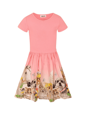 Abito corto per bambina Molo rosa con stampa grafica