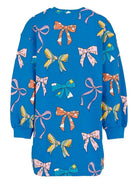 Abito corto per bambina Stella McCartney Kids blu con stampa con fiocchi - Rubino Kids
