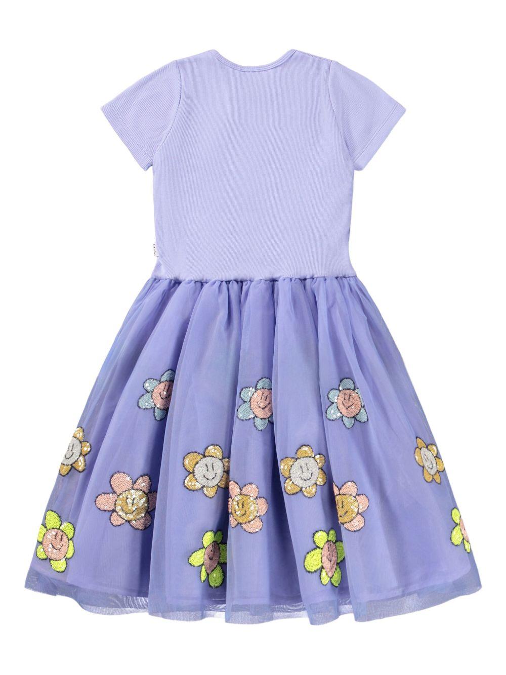 Abito Cyrusila per bambina Molo viola con stampa fiori - Rubino Kids