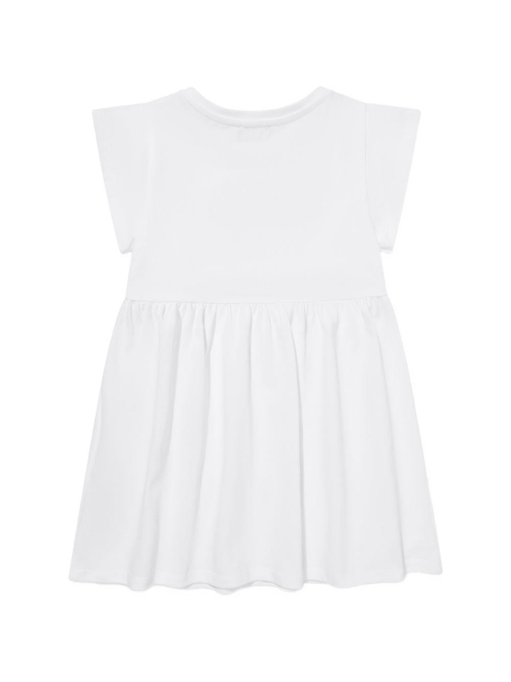 Abito da bambina Moschino Kids bianco con ricamo a fiori - Rubino Kids