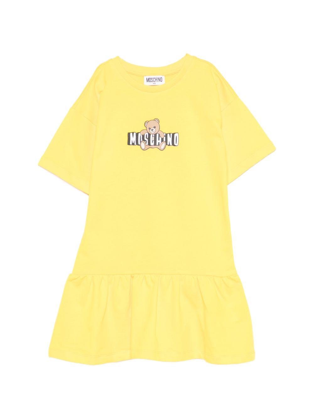 Abito da bambina Moschino Kids giallo con stampa orsetto - Rubino Kids