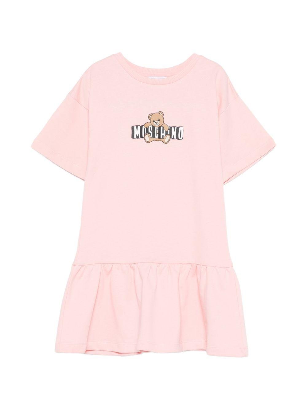 Abito da bambina Moschino Kids rosa con stampa orsetto - Rubino Kids