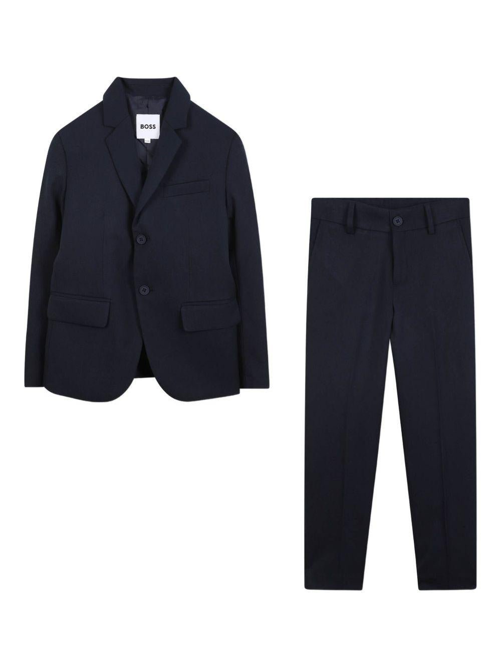 Abito da bambino Boss Kids blu navy con revers classici - Rubino Kids