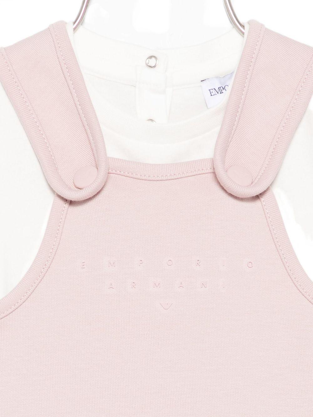 Abito due pezzi per neonata Emporio Armani Kids rosa con logo goffrato - Rubino Kids