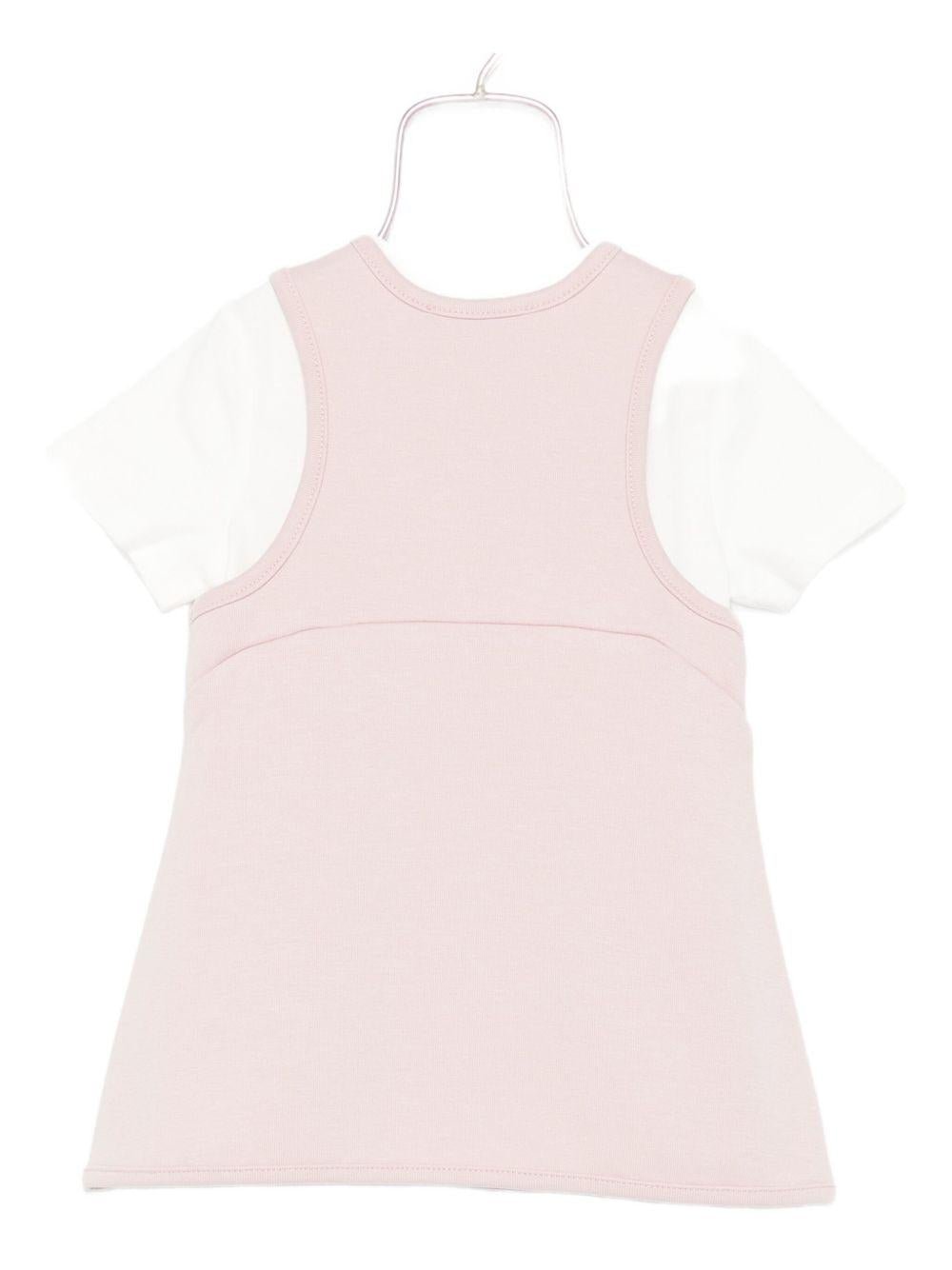 Abito due pezzi per neonata Emporio Armani Kids rosa con logo goffrato - Rubino Kids