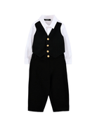 Abito elegante per neonato Balmain Kids nero con gilet e bottoni dorati - Rubino Kids