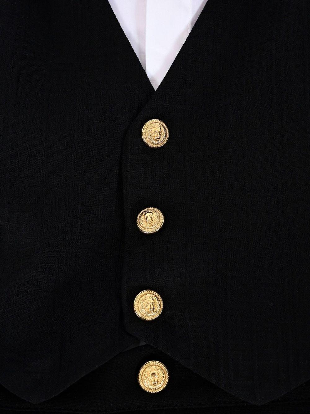 Abito elegante per neonato Balmain Kids nero con gilet e bottoni dorati - Rubino Kids