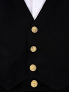 Abito elegante per neonato Balmain Kids nero con gilet e bottoni dorati - Rubino Kids