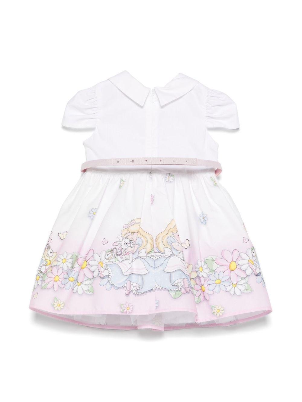 Abito in cotone x Disney per neonato Monnalisa bianco con colletto classico - Rubino Kids