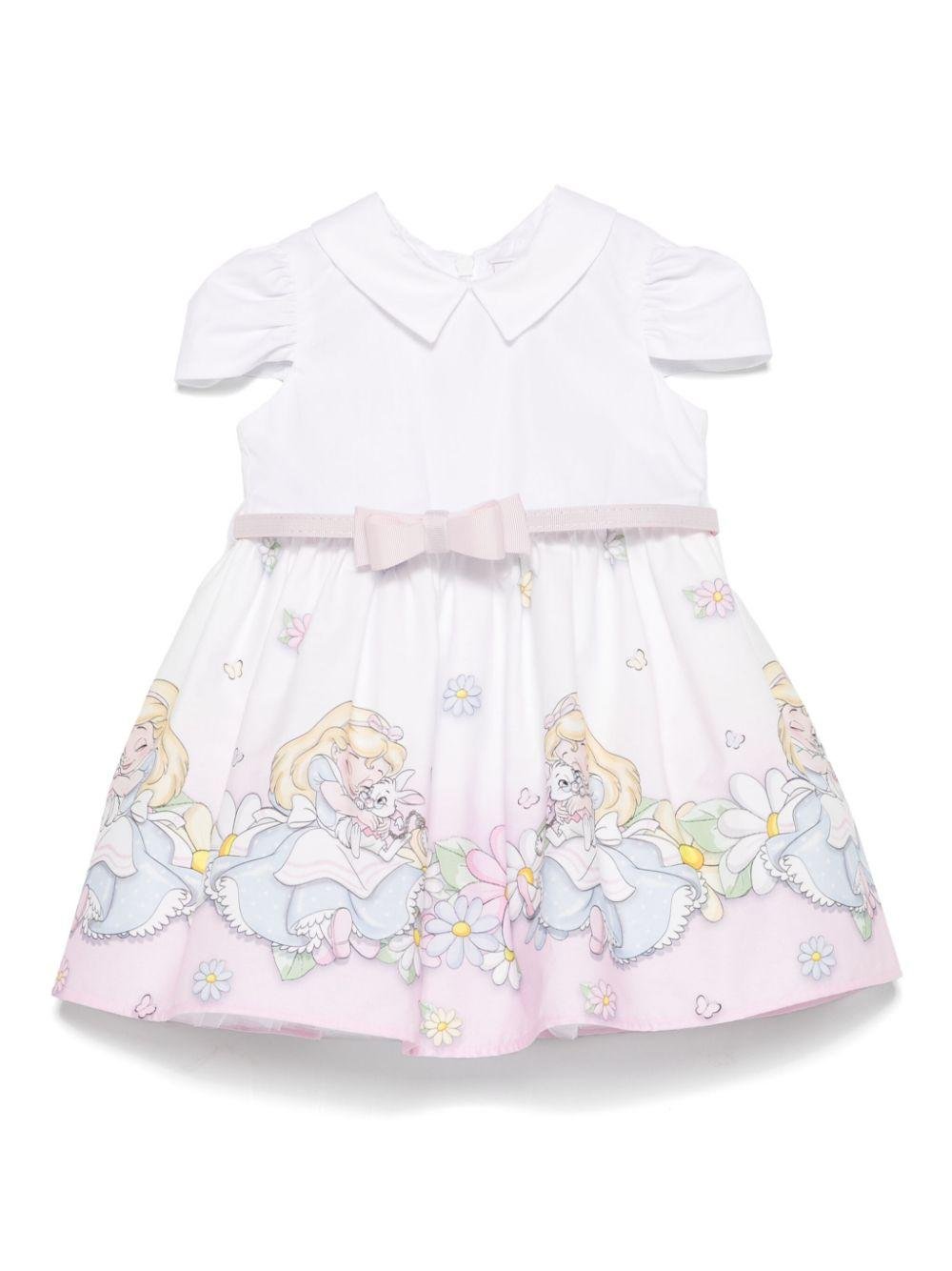 Abito in cotone x Disney per neonato Monnalisa bianco con colletto classico - Rubino Kids