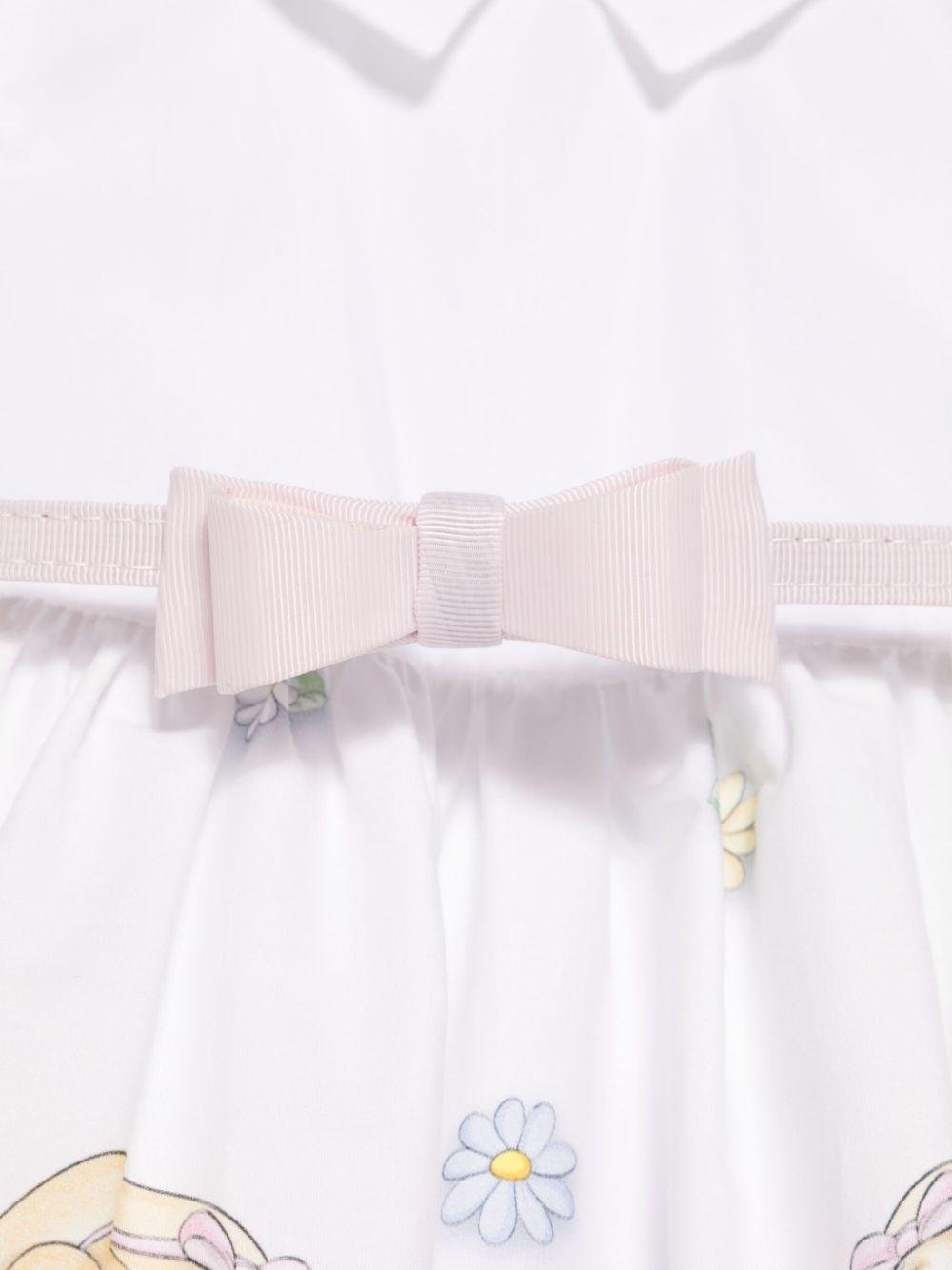 Abito in cotone x Disney per neonato Monnalisa bianco con colletto classico - Rubino Kids