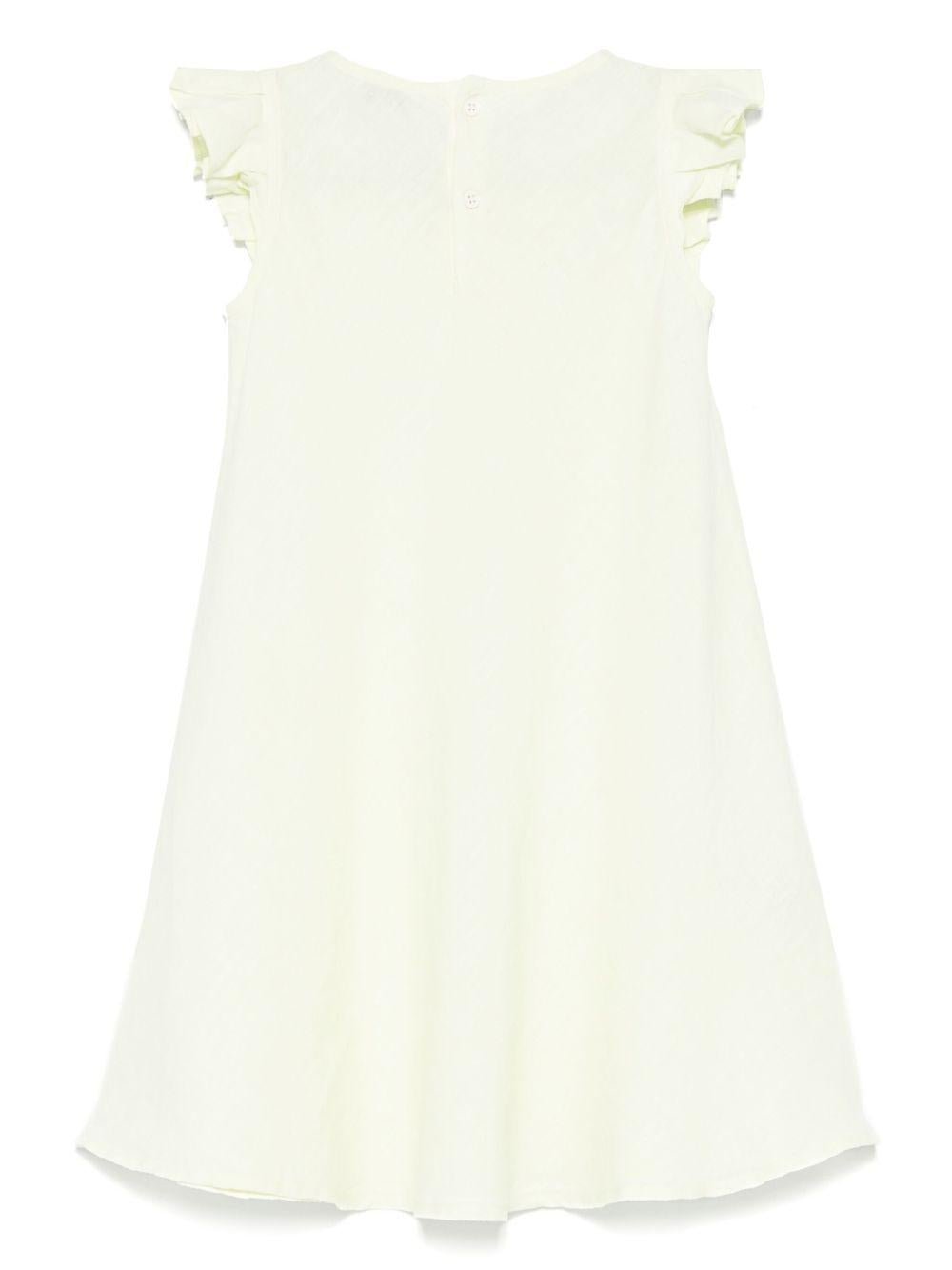 Abito in lino per bambina Il Gufo giallo con ruches - Rubino Kids