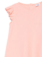 Abito in lino per bambina Il Gufo rosa con ruches - Rubino Kids