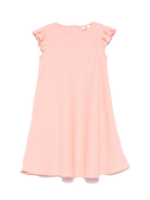 Abito in lino per bambina Il Gufo rosa con ruches - Rubino Kids