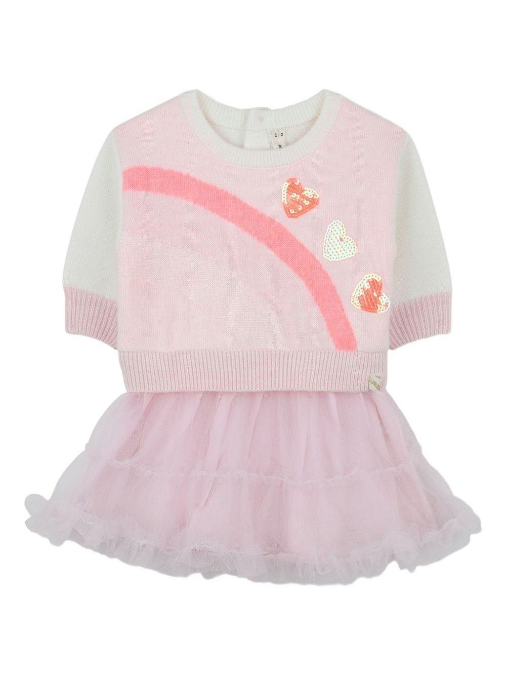 Abito in maglia per neonata Billieblush rosa con motivo a cuori - Rubino Kids